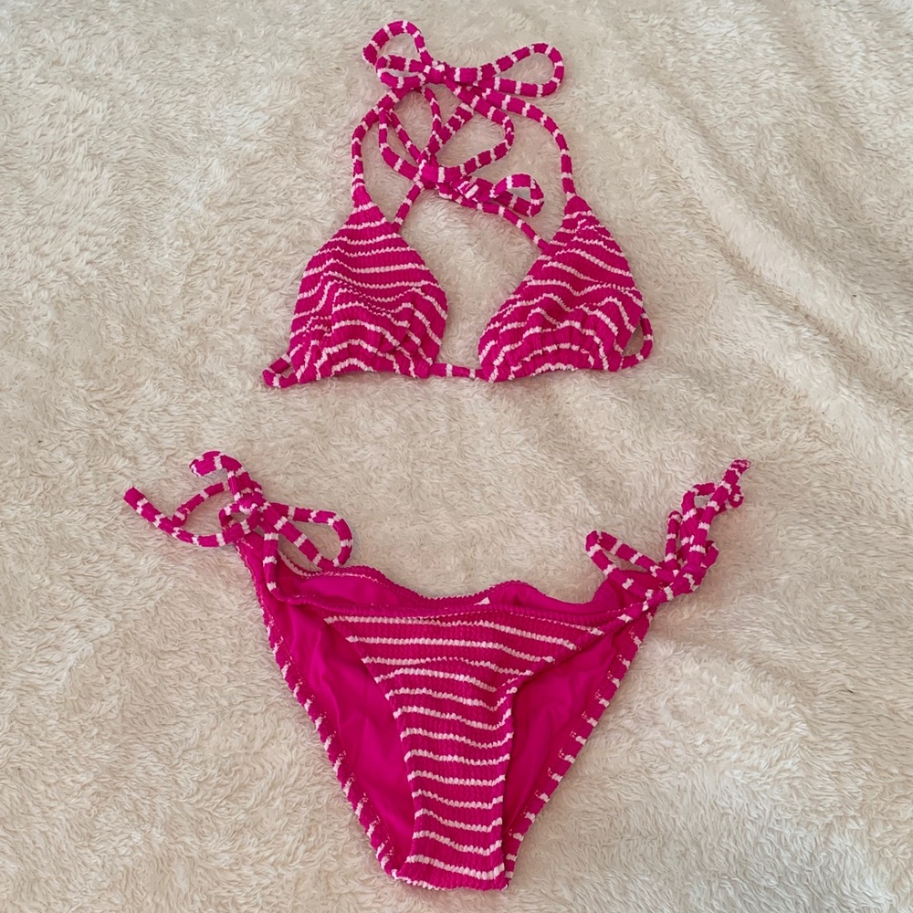 Pink & White Striped Lucky Brand Bikini